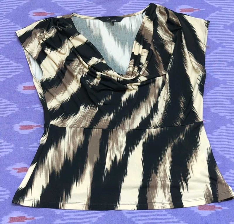 Stylish Animal Print Cowl neck Top