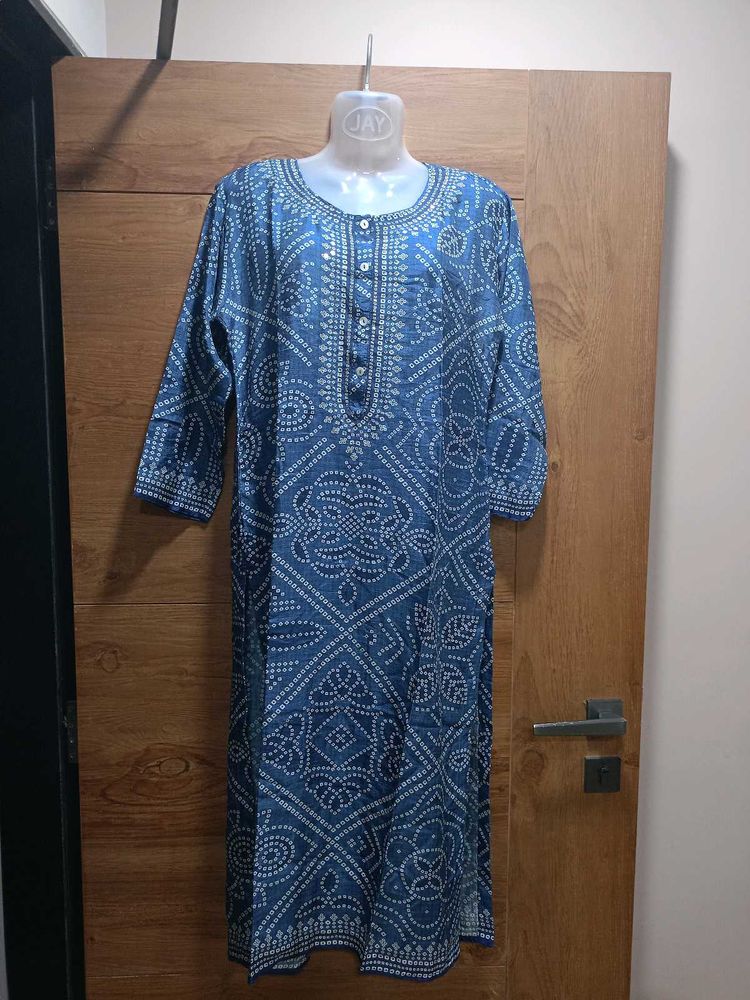 Blue Bandhani Cotton Kurti 💙