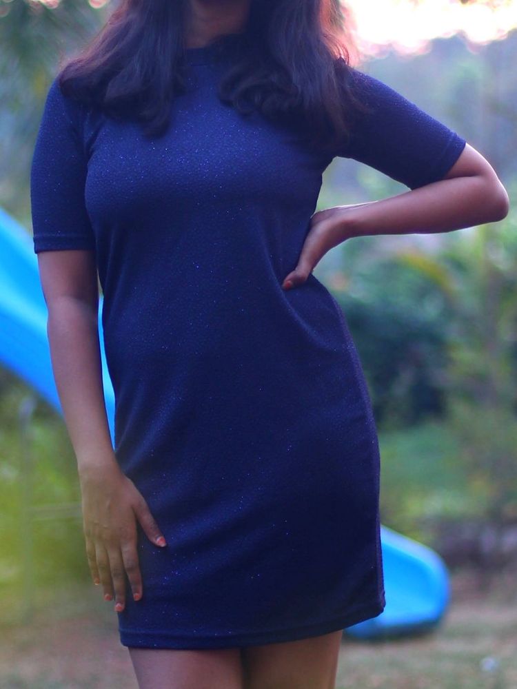 Blue Glittery Tshirt Dress