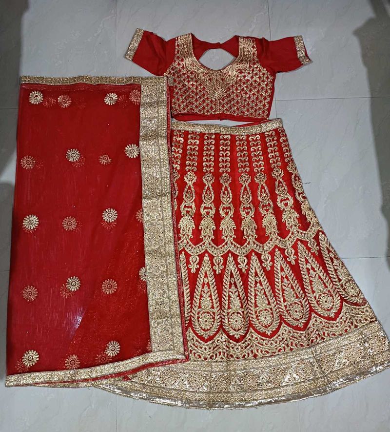 A Beautiful Red Full Stiched Chaniya Choli