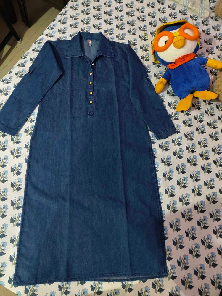 Blue Kolar Neck Kurti