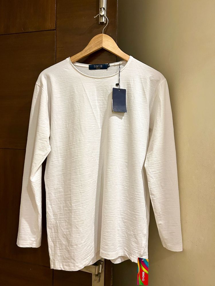 Unisex White Long Sleeve T-Shirt Brand New