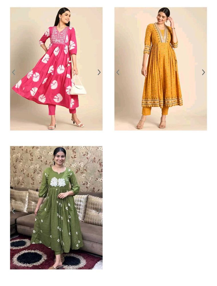 Combo (Colorful Anarkali Kurta Sets)