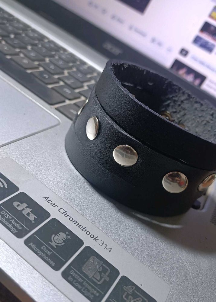 Black Studded Leather Bracelet UNISEX