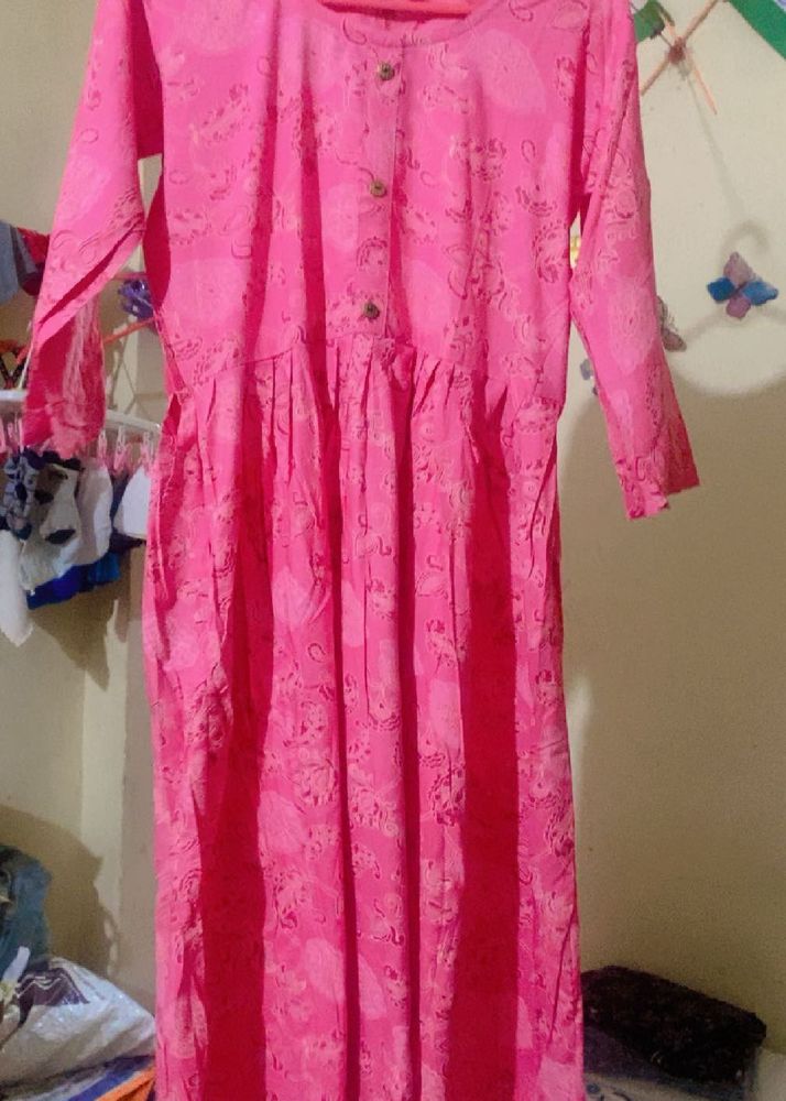 Pink Floral Midi Dress