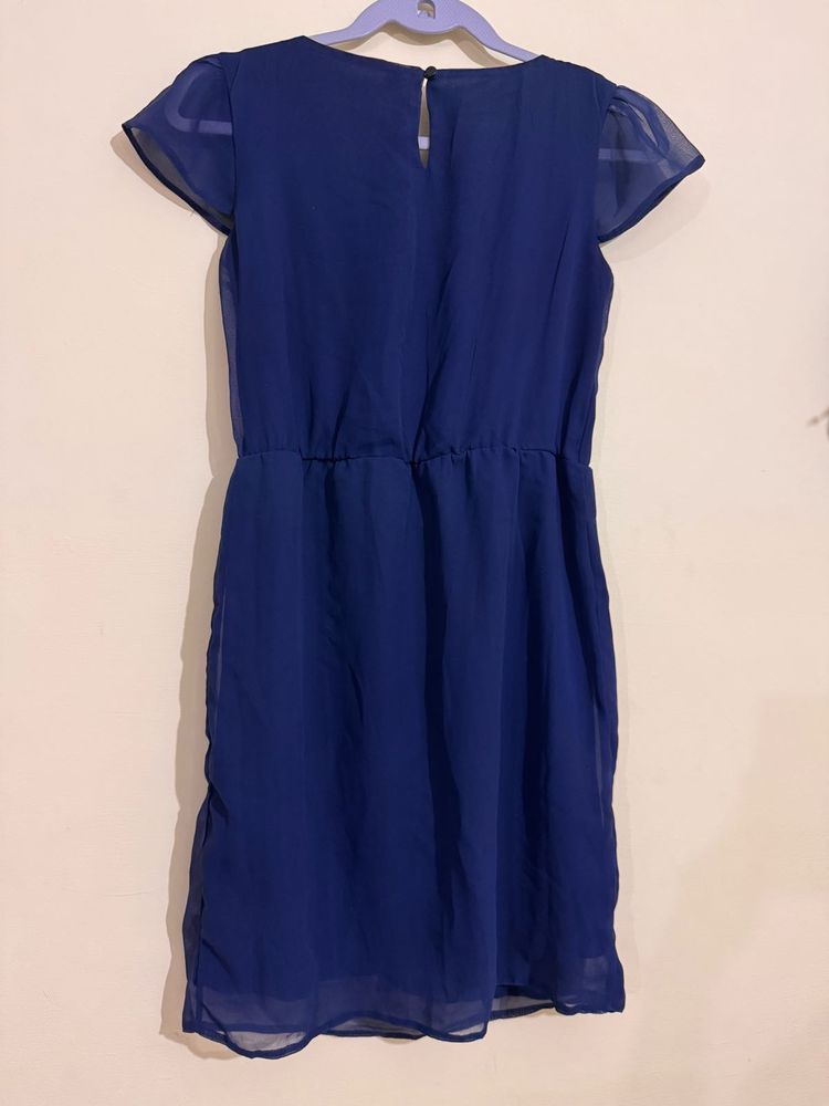 Blue Sheer Sleeve Dress
