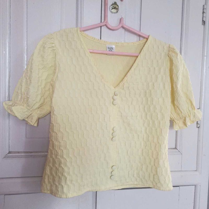 Cute Yellow Puff Sleeve Top