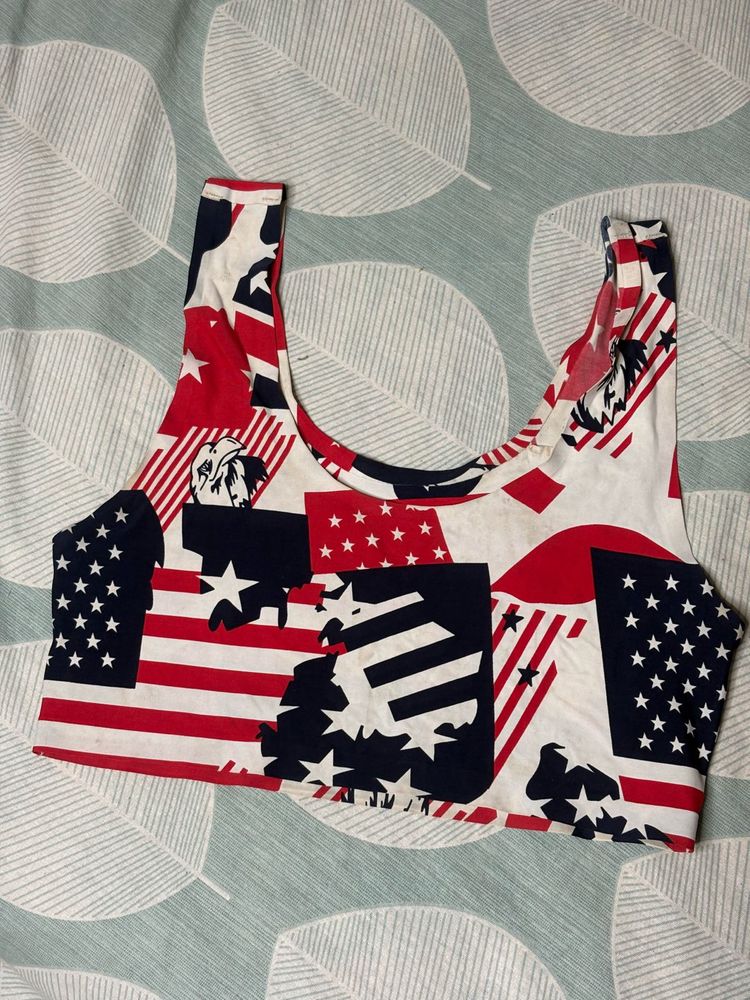 American Flag Print Crop Top