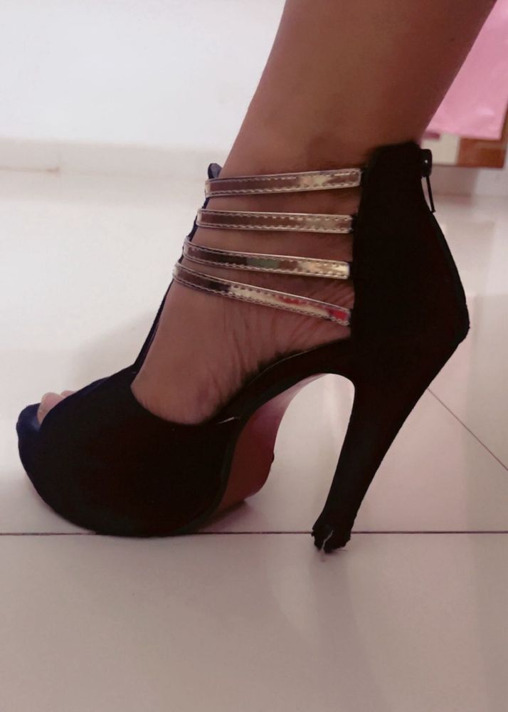 Black Heels with Straps ( 3-5 inches heel
