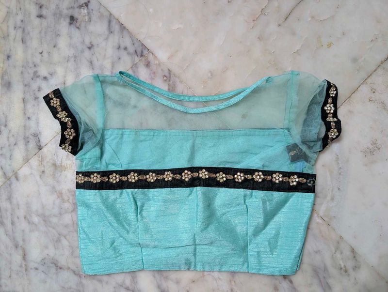 Aqua Blue Embellished Blouse