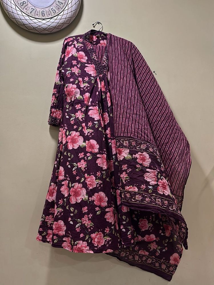 Beautiful Pure Cotton Aline Suit