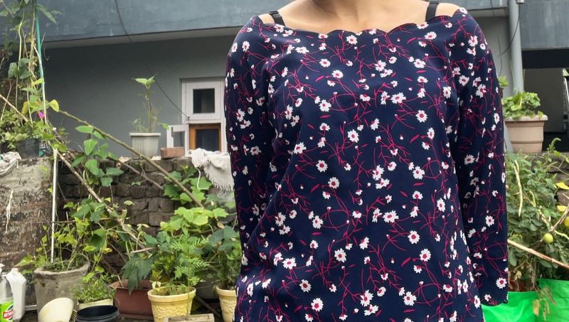 Floral Navy Blue Top