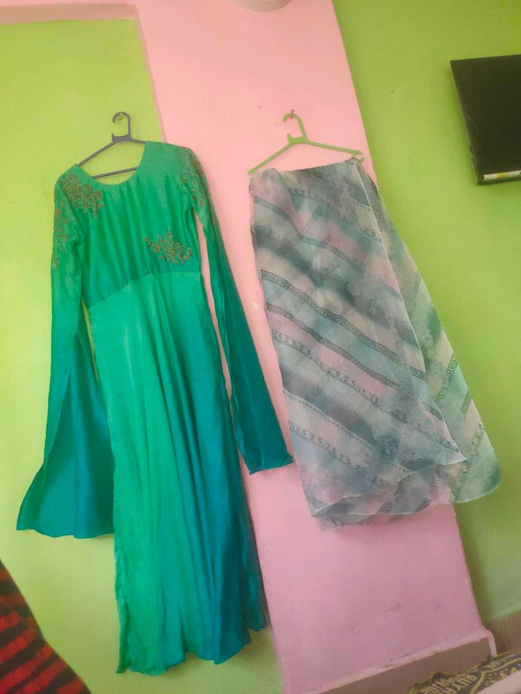 Green Anarkali Suit Set