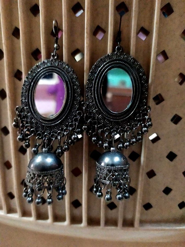 Mirror Jhumka Earrings