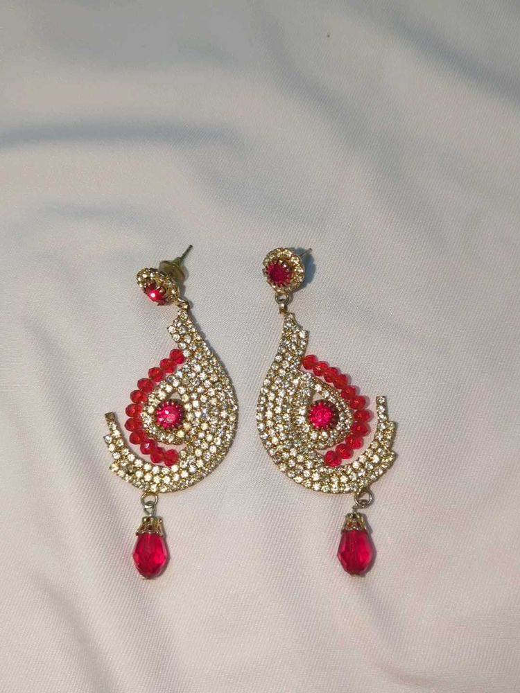 Elegant Red &amp; Gold Earrings