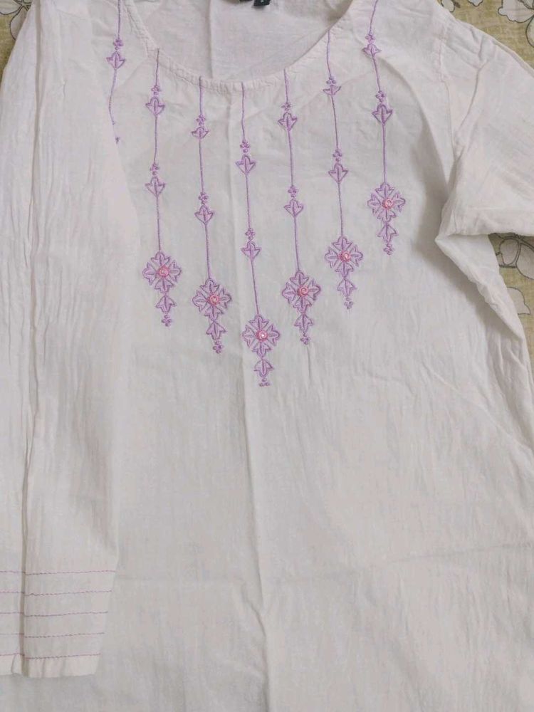 Embroidered White Tunic Top