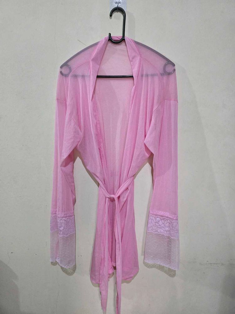 Sexy Pink Sheer Robe