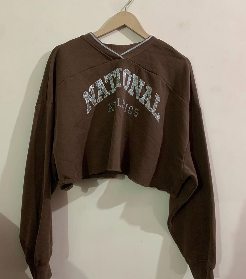 Brown Cropped National Athletics Sweatshirt