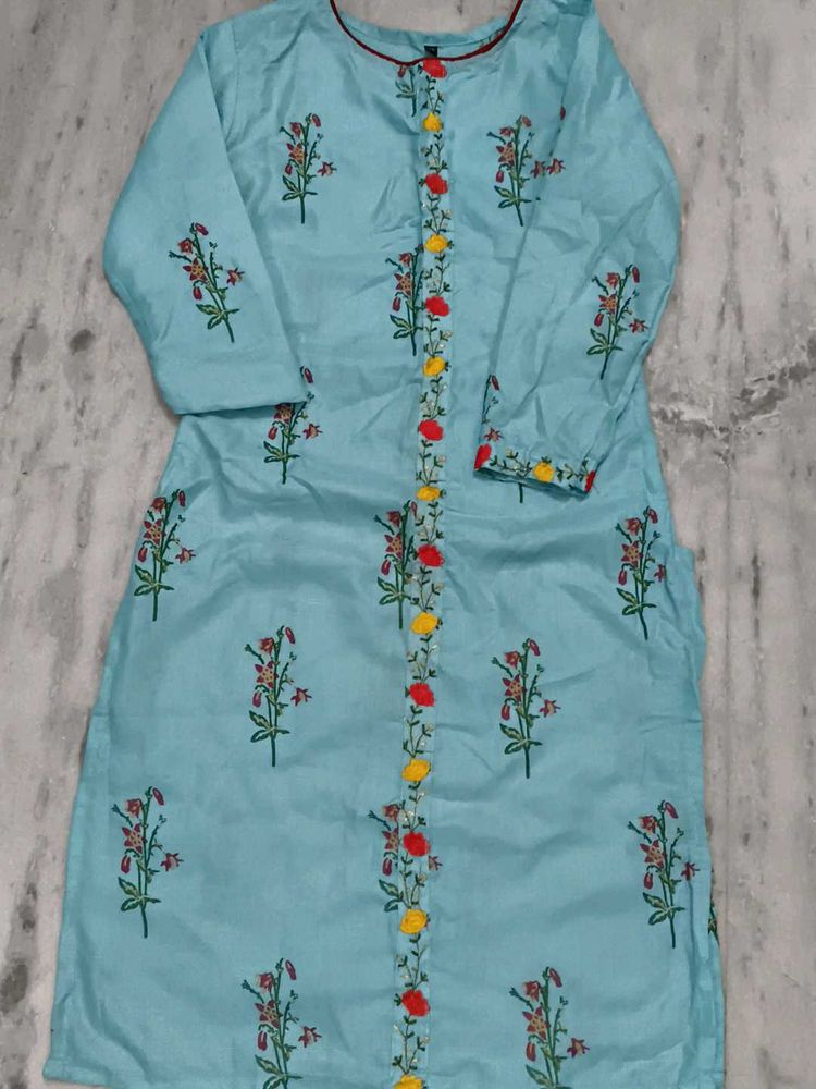 Girls wear Floral Embroidered Kurti With Palazzo