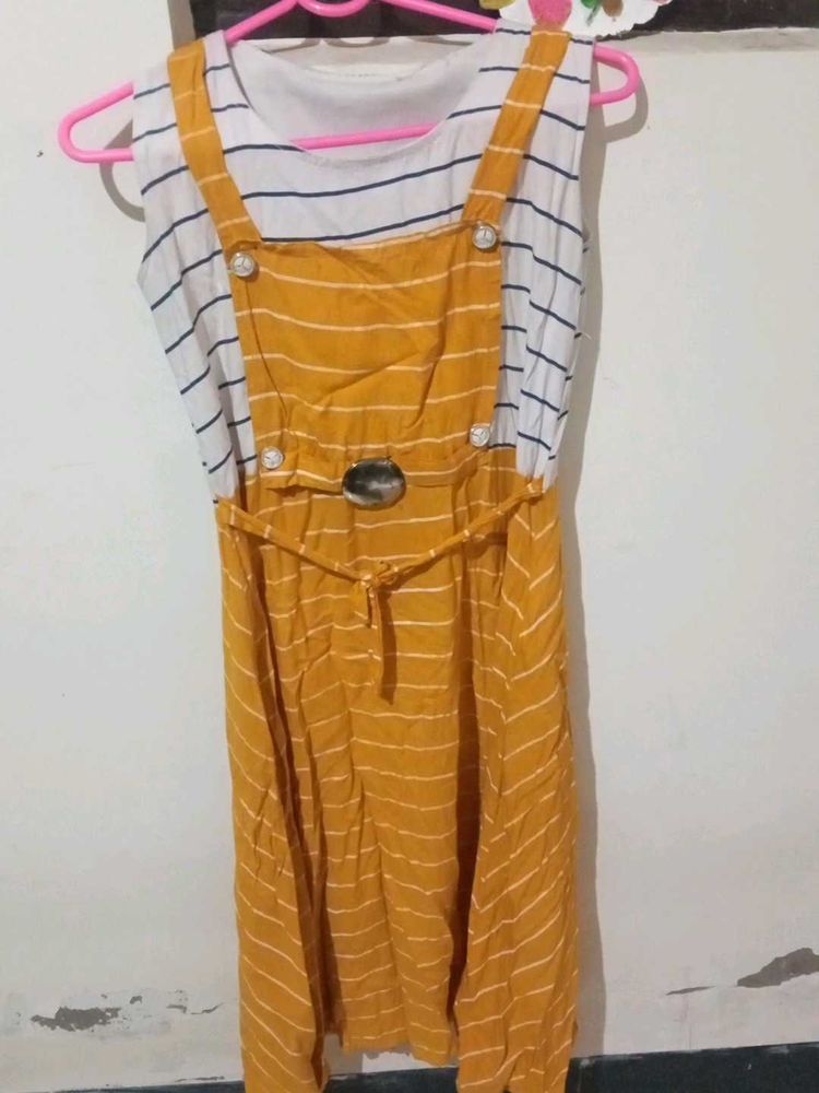 Girls' Striped Jumper Dress