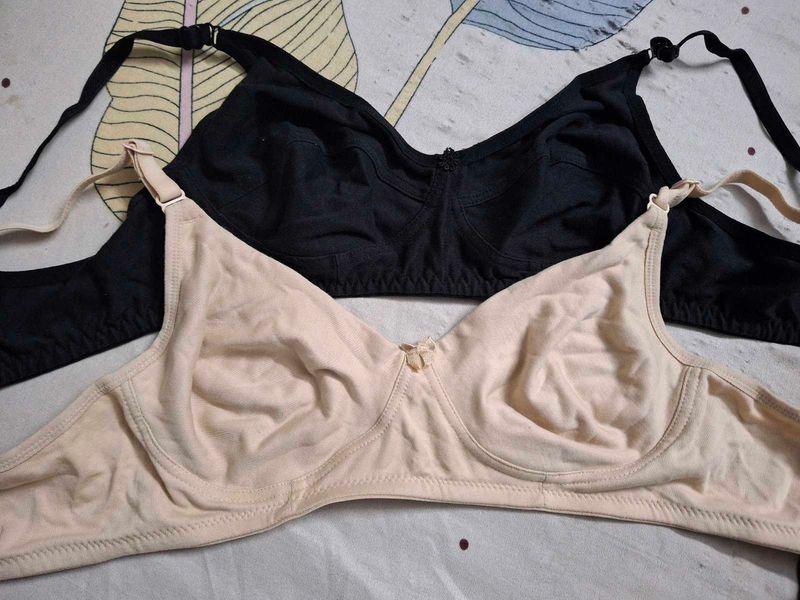 Set of 2 Daily Wear Bras, Black and Beige