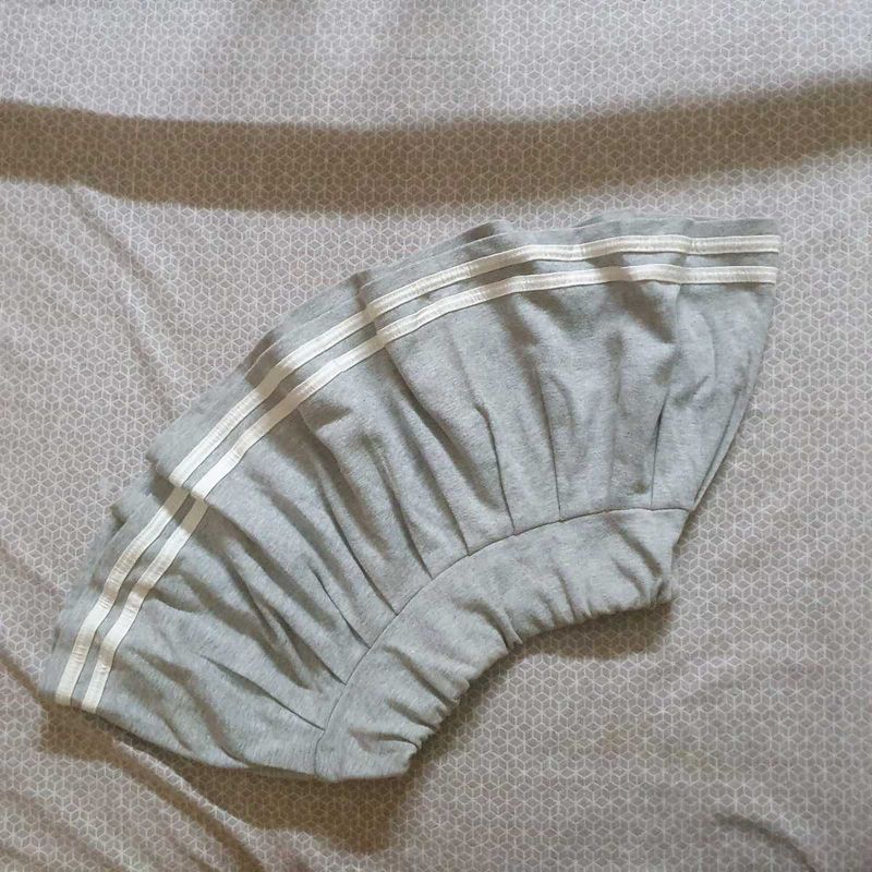 Gray Skirt with Stripes Korean Style