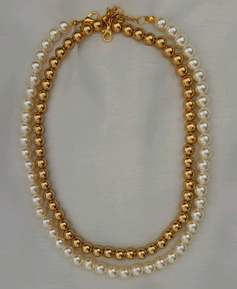 Versatile Pearl &amp; Gold Beaded Necklace
