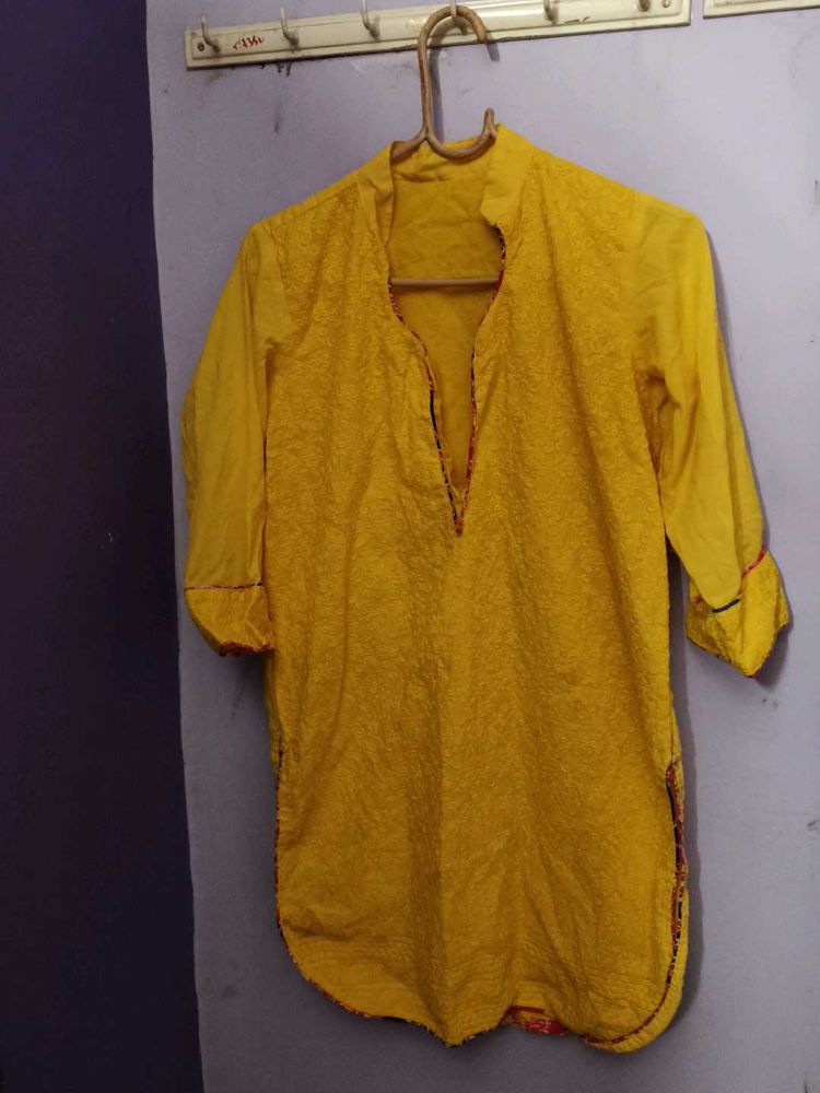 Yellow Embroidered Kurta