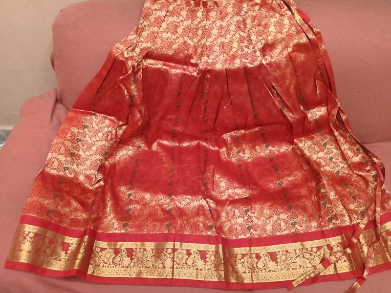 1-TimeUsedGirls Red&amp;White LehengaCholi-PattuPavada