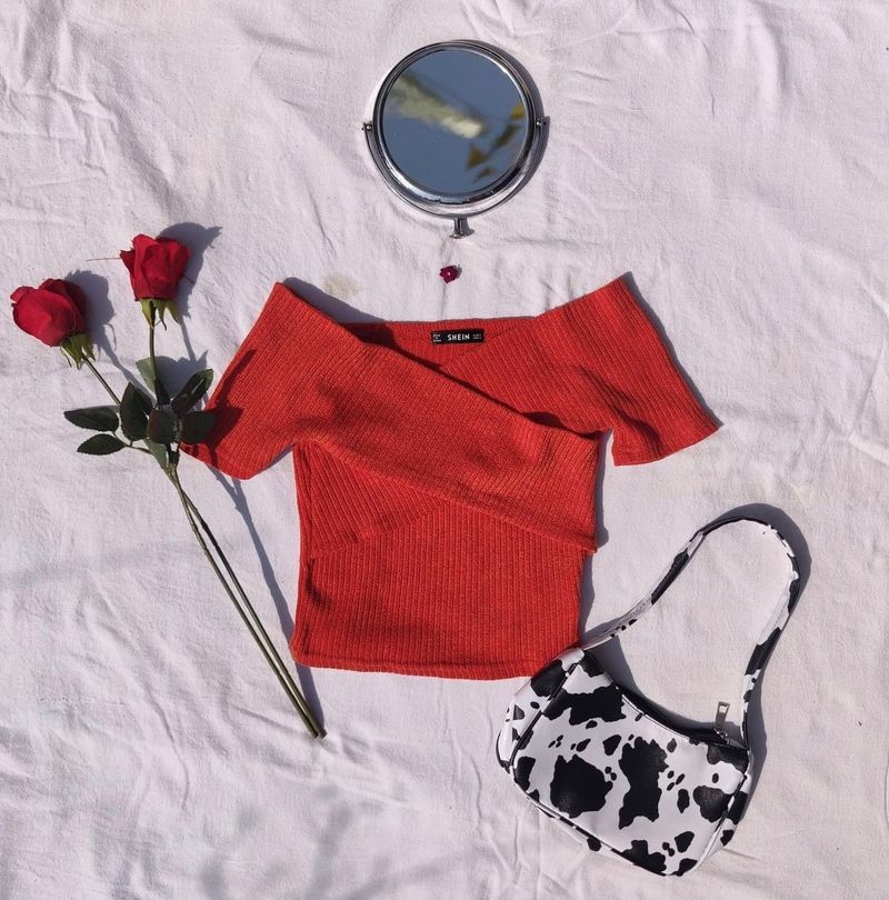 🥕Shein Carrot Wrap Off Shoulder Top 🥕