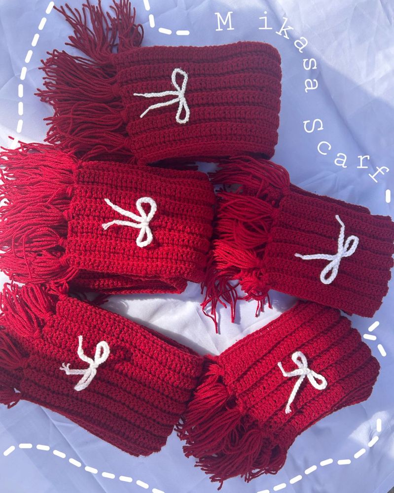Crochet Mikasa Red Scarf