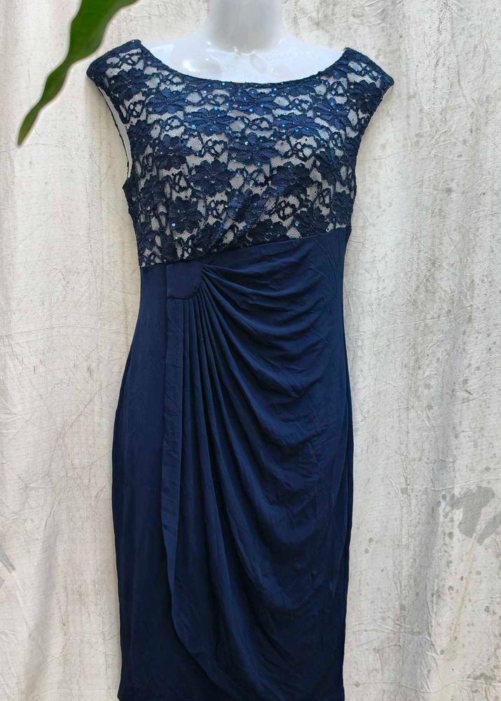 I. Elegant Navy Lace Dress