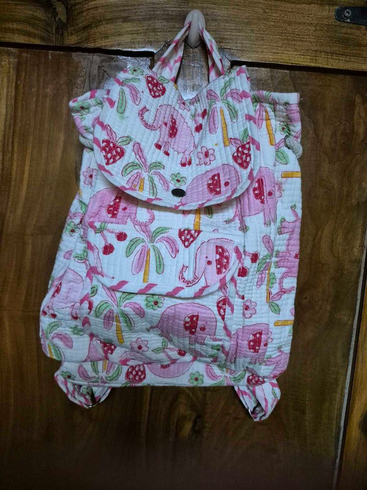 New Handblock Quilted Backpack For Kids