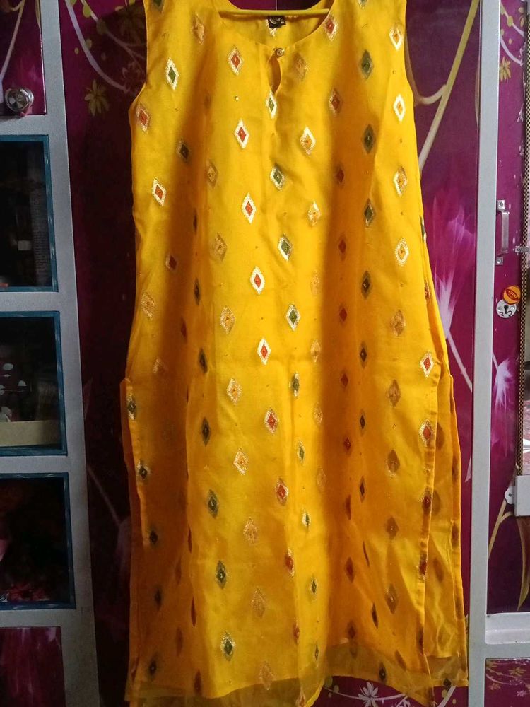 New Yellow Kurta with attached sleeves