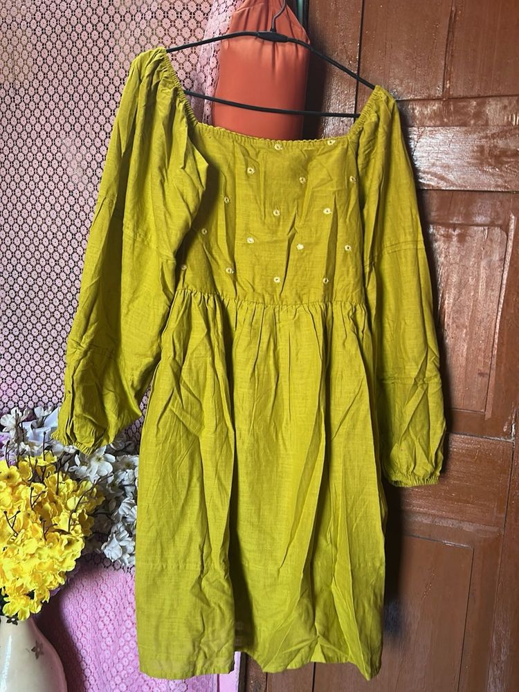 Mustard Babydoll Dress