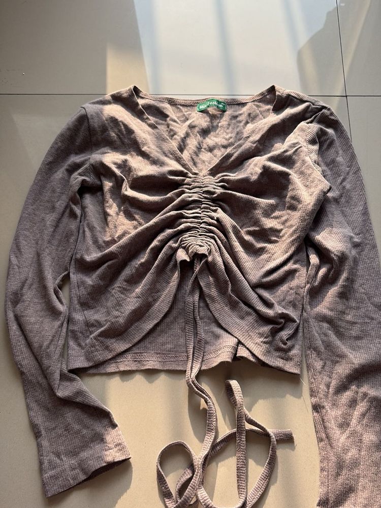 Ruched Front Long Sleeve Top