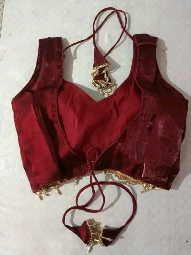 Maroon Velvet Saree Blouse