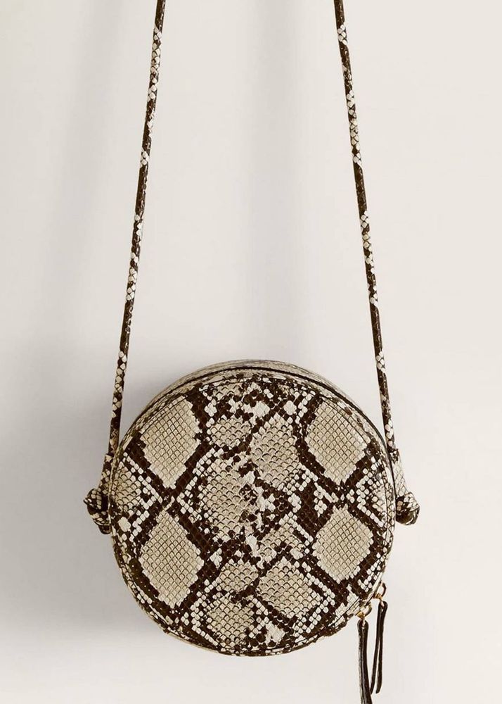 MANGO Brown &amp; Beige Printed Sling Bag