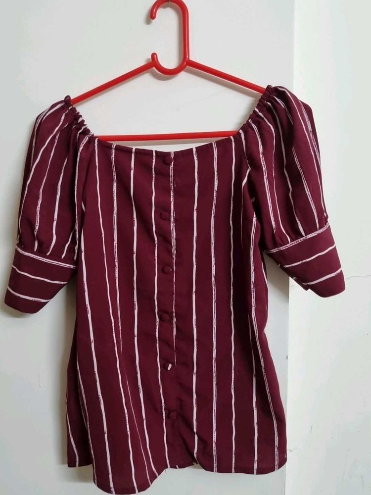 Striped Bardot Top