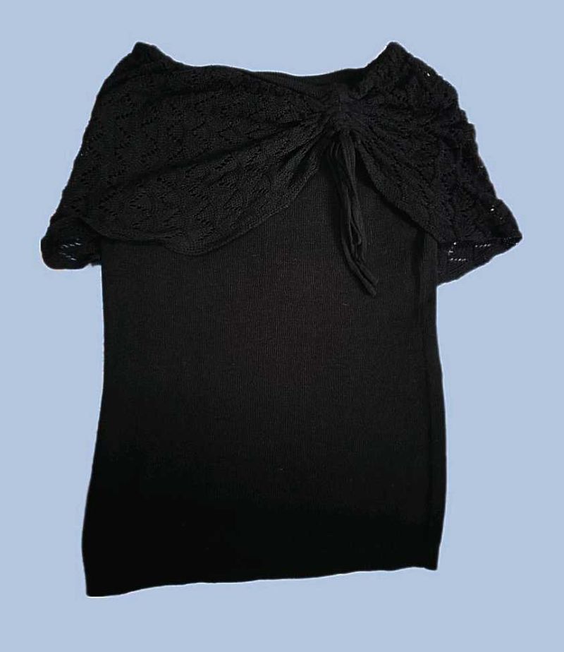 Black Top with Lace Detail