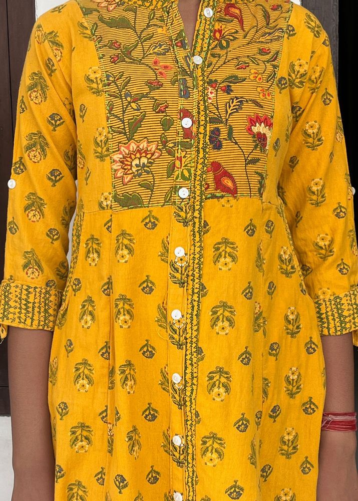 Mustard Printed Kurta