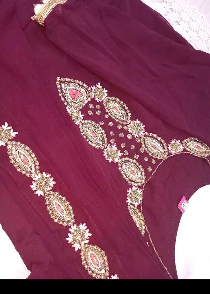 Maroon Embellished Dress