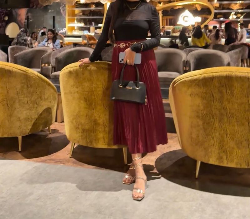 Maroon Pleated Skirt