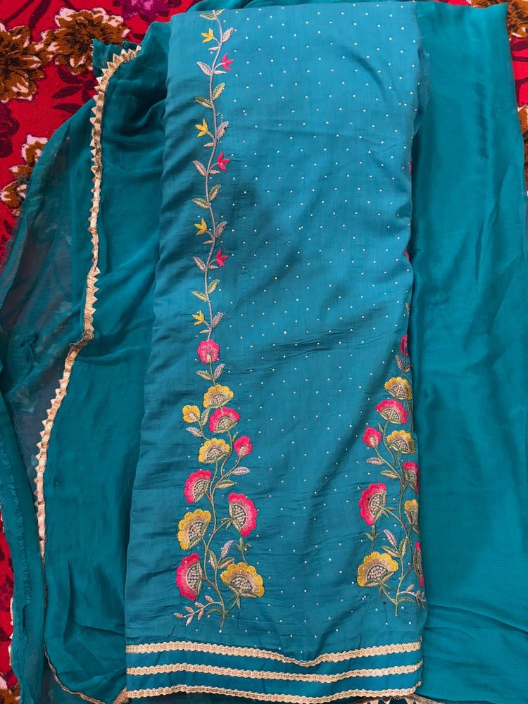 Teal Embroidered Salwar Suit