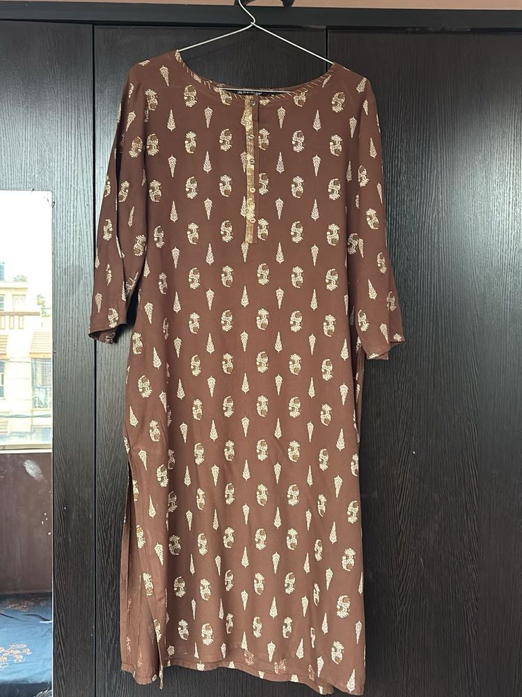 Brown Printed Kurti