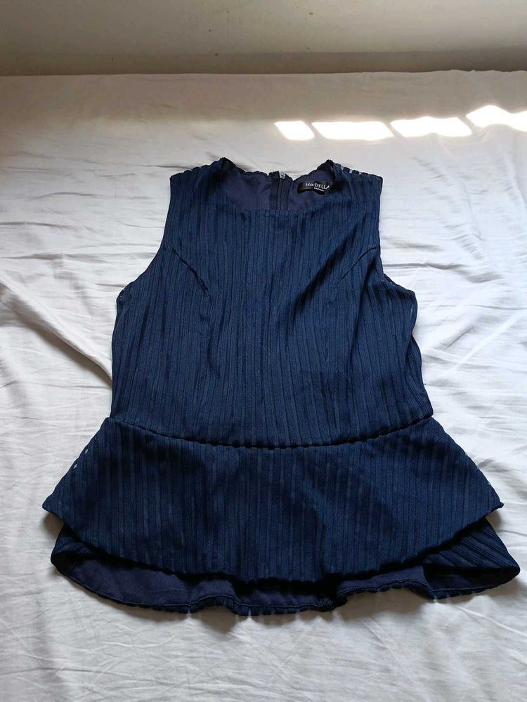 Navy Peplum Top