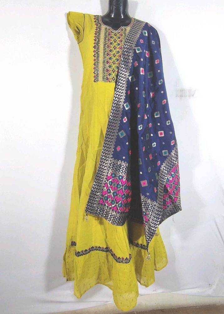 Yellow Embroidered Anarkali Suit