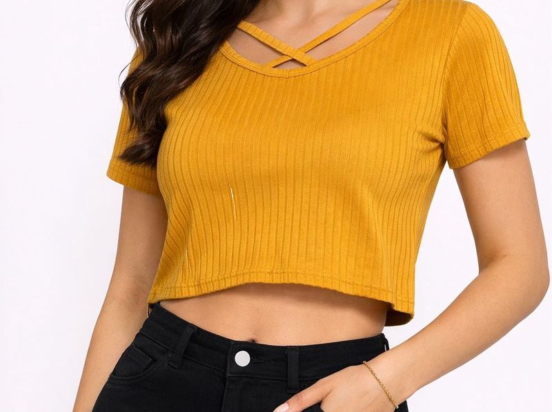 Mustard Crop Top - Stylish &amp; Trendy