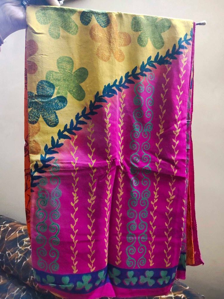 Multicolored Crepe Printed Saree