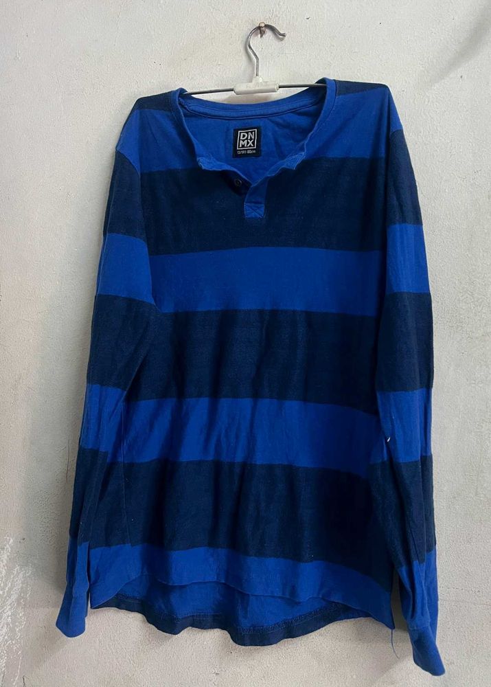 Stylish DNMX Blue &amp; Navy Striped Long Sleeves